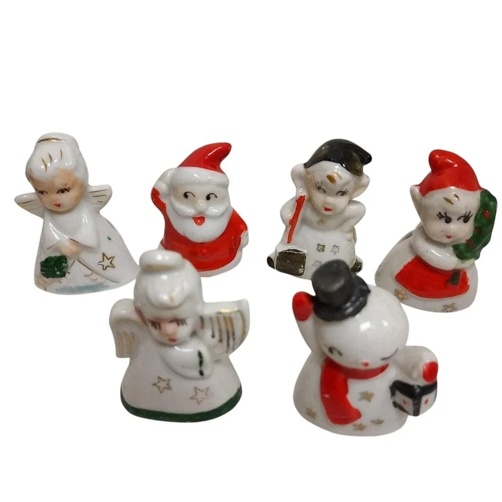 Commodore Vintage 1950'S Japan Christmas Santa Placecard holders #3010 6 pieces